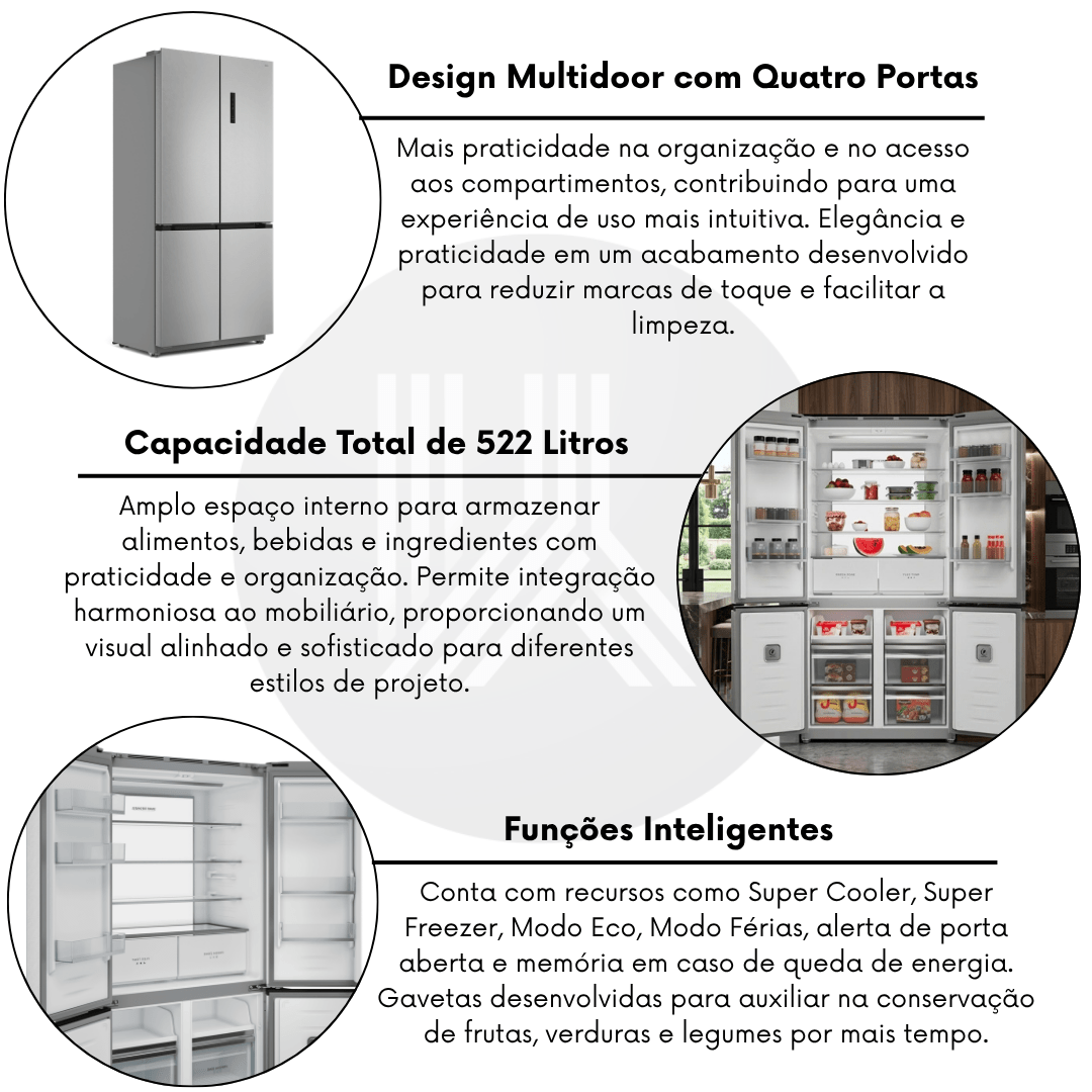 Refrigerador Invita Multi-Door 522L Inox 220v - Inoxlon